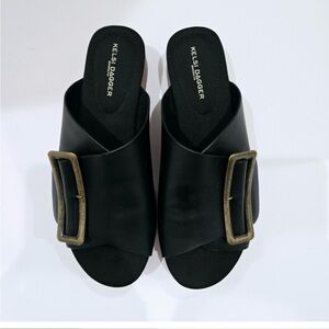 Kelsi Dagger Dover Platform Sandals Black Leather Buckle Womens Size 9.5